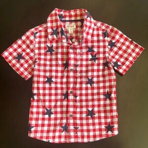 Cat & Jack Red and Navy Star Patterned Button-Down Shirt
